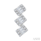 1/3 Ctw Zig-Zag Fusion Baguette and Round Cut Diamond Fashion Earrings in 10K White Gold