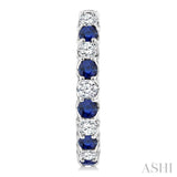2.5 MM Sapphire and 1 Ctw Round Cut Inside-Out Diamond Precious Hoop Earrings in 14K White Gold