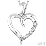 1/10 Ctw Round Cut Diamond Heart Shape Journey Pendant in 14K White Gold with Chain