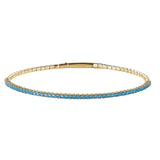 Gold vermeil finish sterling silver single row flexible bracelet with 1.75mm simulated aquamarine birthstones