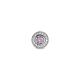 Platinum Finish Sterling Micropave Round Simulated Pink Sapphir/October Birthstone Charm with Simulated Diamonds for BL2300B