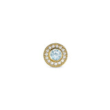 Gold Finish Finish Sterling Silver Micropave Round Simulated Aquamarine/March Birthstone Charm with Simulated Diamonds