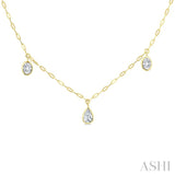1 1/5 Ctw Bezel Set Mixed Diamond Cut Station Necklace in 14K Yellow Gold