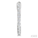 1/6 Ctw Petite Shared Prong Round Cut Diamond Hoop Earrings in Sterling Silver