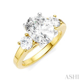 1/2 Ctw Tri-Mount Past, Present and Future Oval Shape Center Round Cut Diamond Semi Mount Engagement Ring in 14K Yellow and White Gold