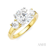 1/2 Ctw Tri-Mount Past, Present and Future Round Cut Diamond Semi Mount Engagement Ring in 14K Yellow and White Gold