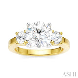 1/2 Ctw Tri-Mount Past, Present and Future Round Cut Diamond Semi Mount Engagement Ring in 14K Yellow and White Gold