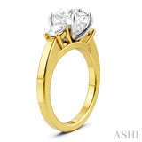 1/2 Ctw Tri-Mount Past, Present and Future Round Cut Diamond Semi Mount Engagement Ring in 14K Yellow and White Gold