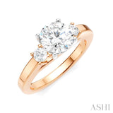 1/4 Ctw Tri-Mount Past, Present and Future Round Cut Diamond Semi Mount Engagement Ring in 14K Rose and White Gold
