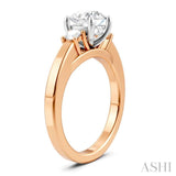 1/4 Ctw Tri-Mount Past, Present and Future Round Cut Diamond Semi Mount Engagement Ring in 14K Rose and White Gold
