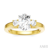1/4 Ctw Tri-Mount Past, Present and Future Oval Shape Center Round Cut Diamond Semi Mount Engagement Ring in 14K Yellow and White Gold