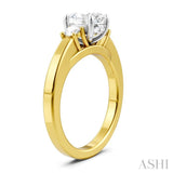 1/4 Ctw Tri-Mount Past, Present and Future Oval Shape Center Round Cut Diamond Semi Mount Engagement Ring in 14K Yellow and White Gold