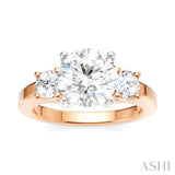 1/2 Ctw Tri-Mount Past, Present and Future Round Cut Diamond Semi Mount Engagement Ring in 14K Rose and White Gold