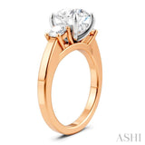 1/2 Ctw Tri-Mount Past, Present and Future Round Cut Diamond Semi Mount Engagement Ring in 14K Rose and White Gold