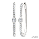 3/8 Ctw Oval and Round Cut Diamond Rectangular Fashion Hoop Earrings in 14K White Gold