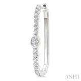 3/8 Ctw Oval and Round Cut Diamond Rectangular Fashion Hoop Earrings in 14K White Gold