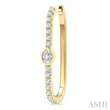 3/8 Ctw Oval and Round Cut Diamond Rectangular Fashion Hoop Earrings in 14K Yellow Gold
