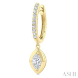 1/2 Ctw Marquise Shape Dome Round Cut Diamond Fashion Huggie Earrings in 14K Yellow Gold