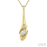 1/3 Ctw Swirl Accent Elongated Teardrop Marquise Cut Diamond Fashion Pendant With Chain in 14K Yellow Gold
