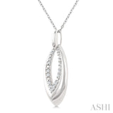 1/10 Ctw Marquise Shape Inner Link Round Cut Diamond Pendant With Chain in Sterling Silver