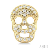 1/6 Ctw Petite Skull Round Cut Diamond Fashion Earrings in 10K Yellow Gold