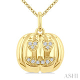 1/20 Ctw Petite Pumpkin Round Cut Diamond Fashion Pendant With Chain in 10K Yellow Gold