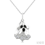 1/20 Ctw Petite Ghost Round Cut Diamond Pendant With Chain in 10K White Gold