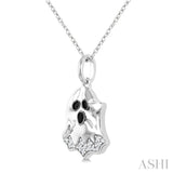 1/20 Ctw Petite Ghost Round Cut Diamond Pendant With Chain in 10K White Gold