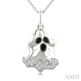 1/20 Ctw Petite Ghost Round Cut Diamond Pendant With Chain in 10K White Gold