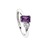 February Emerald Cut Birthstone Ring