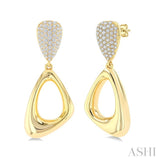 1 1/6 Ctw Dangler Inverted Pear Shape Round Cut Diamond Aeris Gold Fashion Earrings in 14K Yellow Gold