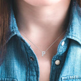 1/10 Ctw Bubble Accent Initial 'P' Round Cut Diamond Fashion Pendant With Chain in 10K White Gold