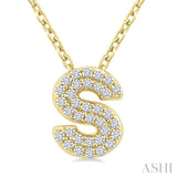 1/10 Ctw Bubble Accent Initial 'S' Round Cut Diamond Fashion Pendant With Chain in 10K Yellow Gold