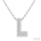 1/20 Ctw Initial 'L' Round Cut Diamond Fashion Pendant With Chain in 10K White Gold