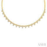 2 1/3 Ctw Dangle Accent Round Cut Diamond Choker Necklace in 14K Yellow Gold