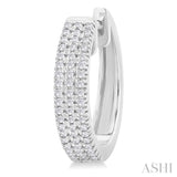 1/3 ctw Triple Row Round Cut Diamond Hoop Earring in 14K White Gold