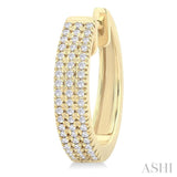 1/3 ctw Triple Row Round Cut Diamond Hoop Earring in 14K Yellow Gold