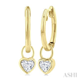 1/3 Ctw Bezel Set Heart Cut Diamond Huggie Earrings in 14K Yellow Gold
