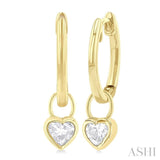 1/3 ctw Bezel Set Heart Cut Diamond Huggie Earrings in 14K Yellow Gold