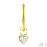 1/3 Ctw Bezel Set Heart Cut Diamond Huggie Earrings in 14K Yellow Gold