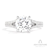 Bridal Split Shank Round Semi-Mount Engagement Ring in White Gold
