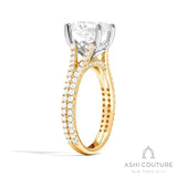 Bridal Split Shank Oval Semi-Mount Engagement Ring in Yellow and White Gold