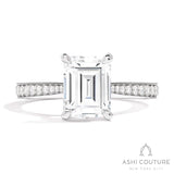 Bridal Channel/Prong Set Diamond Shank Emerald Semi-Mount Engagement Ring in White Gold