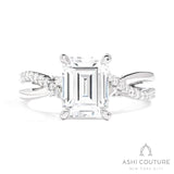 Bridal Alternate Diamond Emerald Bypass Semi-Mount Engagement Ring in White Gold