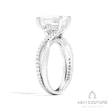 Bridal Alternate Diamond Emerald Bypass Semi-Mount Engagement Ring in White Gold