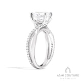 Bridal Alternate Diamond Oval Bypass Semi-Mount Engagement Ring in White Gold