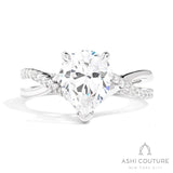 Bridal Alternate Diamond Pear Bypass Semi-Mount Engagement Ring in White Gold