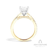 Bridal Alternate Diamond Emerald Bypass Semi-Mount Engagement Ring in Yellow and White Gold