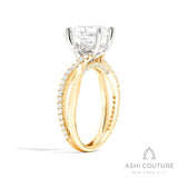 Bridal Alternate Diamond Oval Bypass Semi-Mount Engagement Ring in Yellow and White Gold