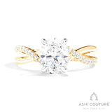 Bridal Alternate Diamond Oval Bypass Semi-Mount Engagement Ring in Yellow and White Gold